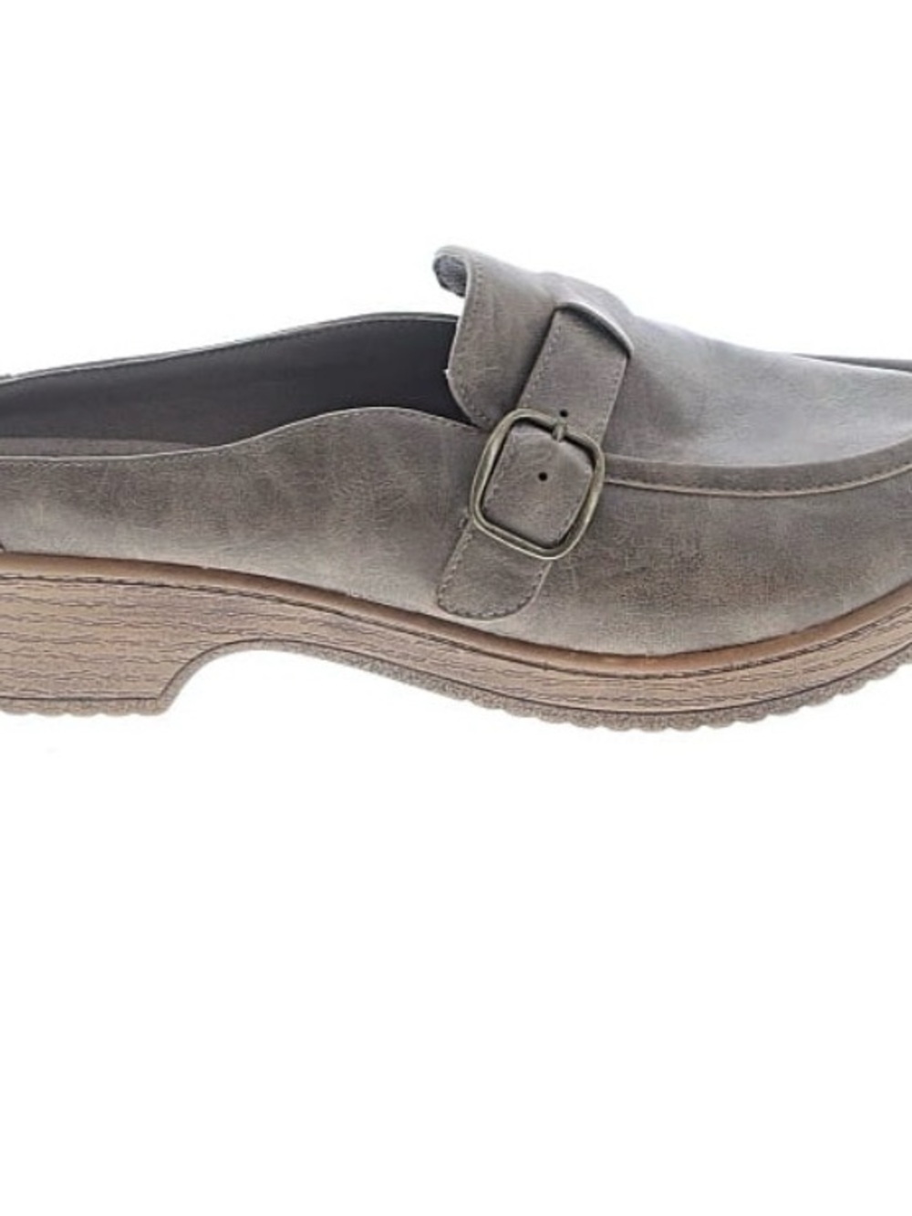BareTraps Women's Taupe Suede Mule with Buckle
